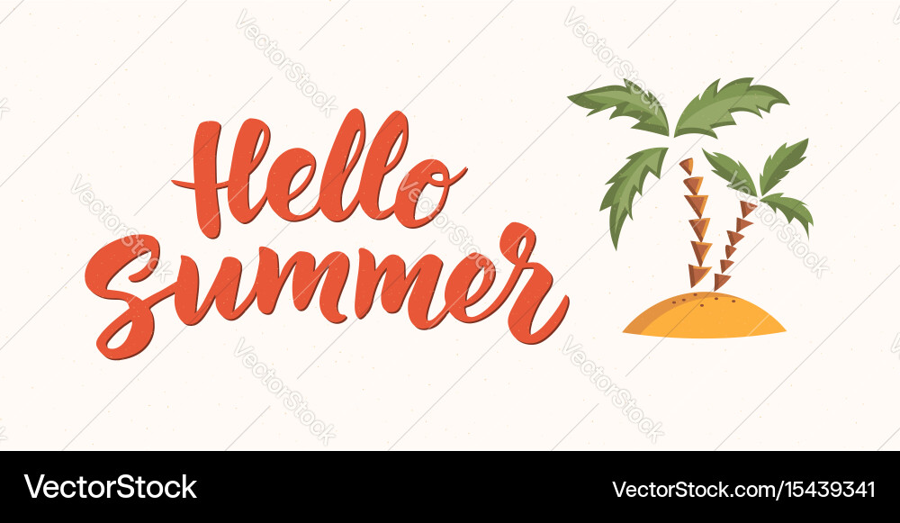 Hello summer text with beach design elements vector image