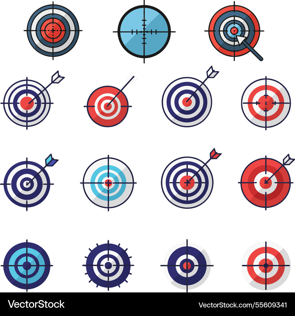 Multiple colorful target icons in minimal style Vector Image