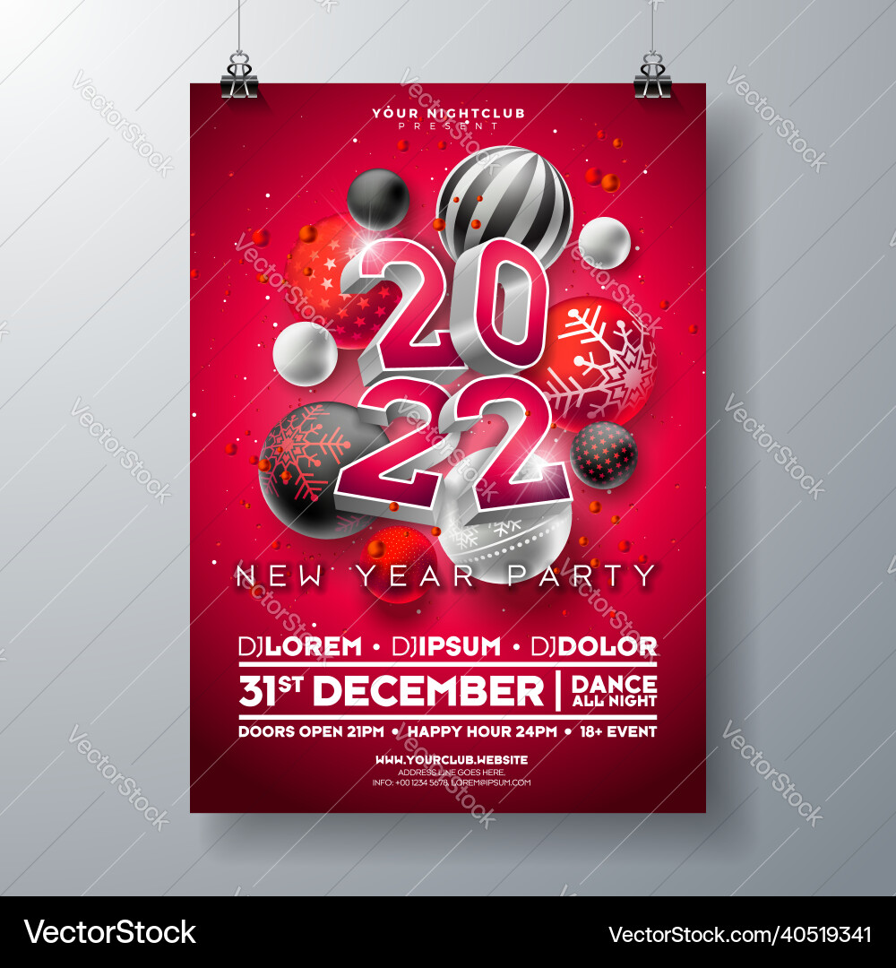 New Year 2022 Party Poster Vector Image