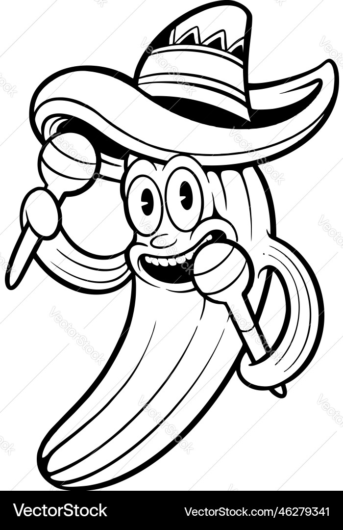 Sombrero Hut mexikanische Kaktus spielen maracas Sombrero Hut mexikanische Kaktus spielen maracas vektorbild