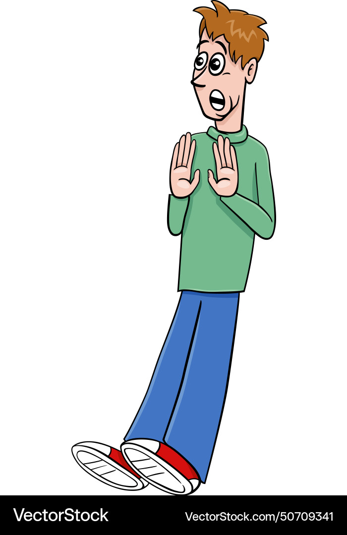 Surprised Or Scared Cartoon Young Man Comic Vector Image