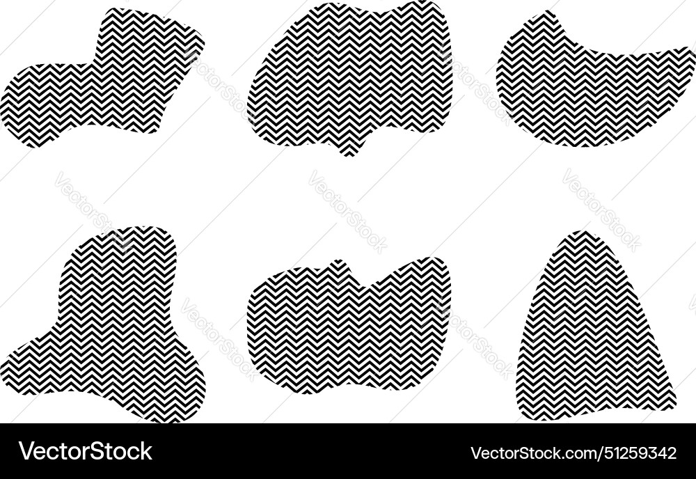 Blobs fluid shapes with zig zag stripes pictogram Blobs fluid shapes with zig zag stripes pictogram vector image