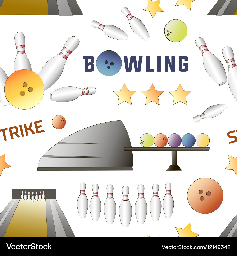Bowling icons set pattern Vector Image