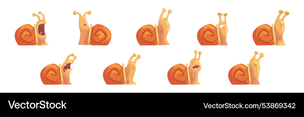 Funny snail with spiral shell show different Funny snail with spiral shell show different vector image