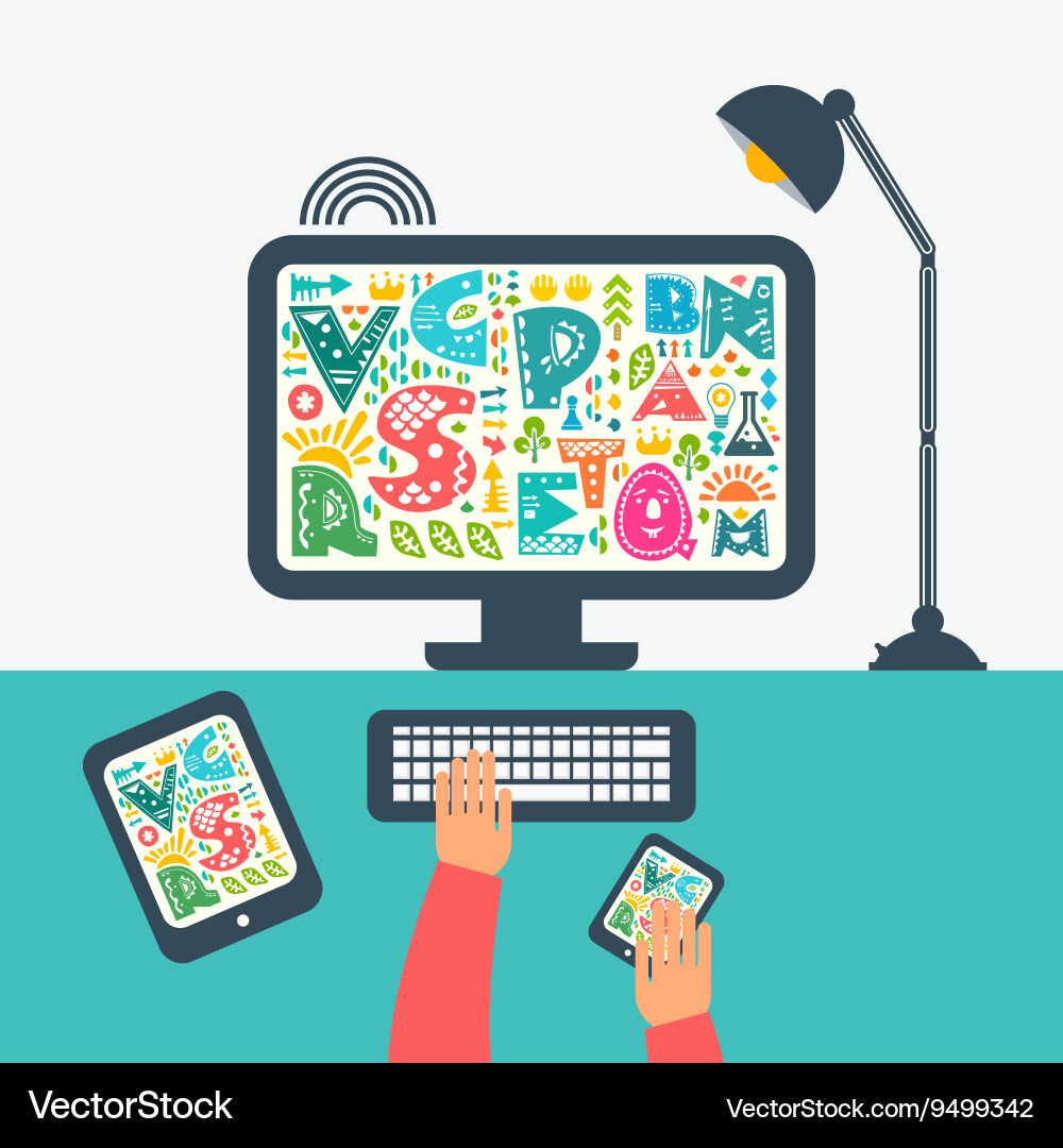 Modern Computer Setup Vector Image