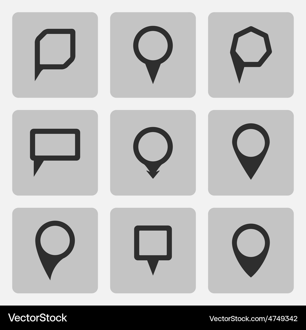Pointer black icons set various forms Vector Image