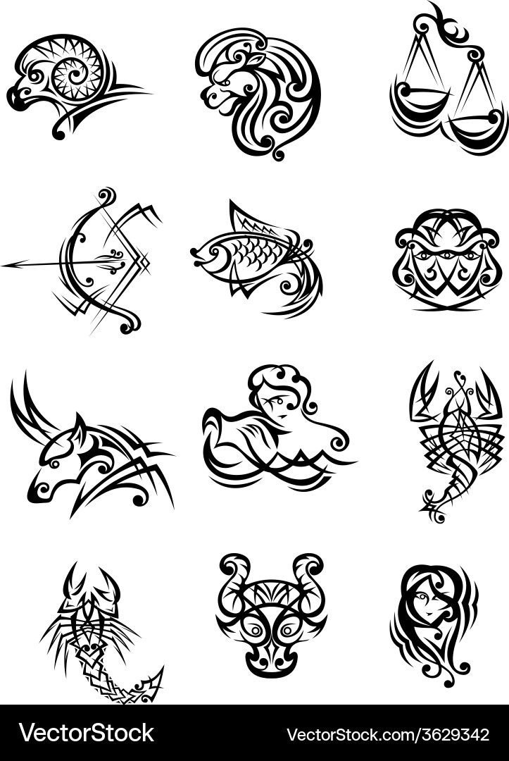 Zodiac Signs Sketch Collection vector image