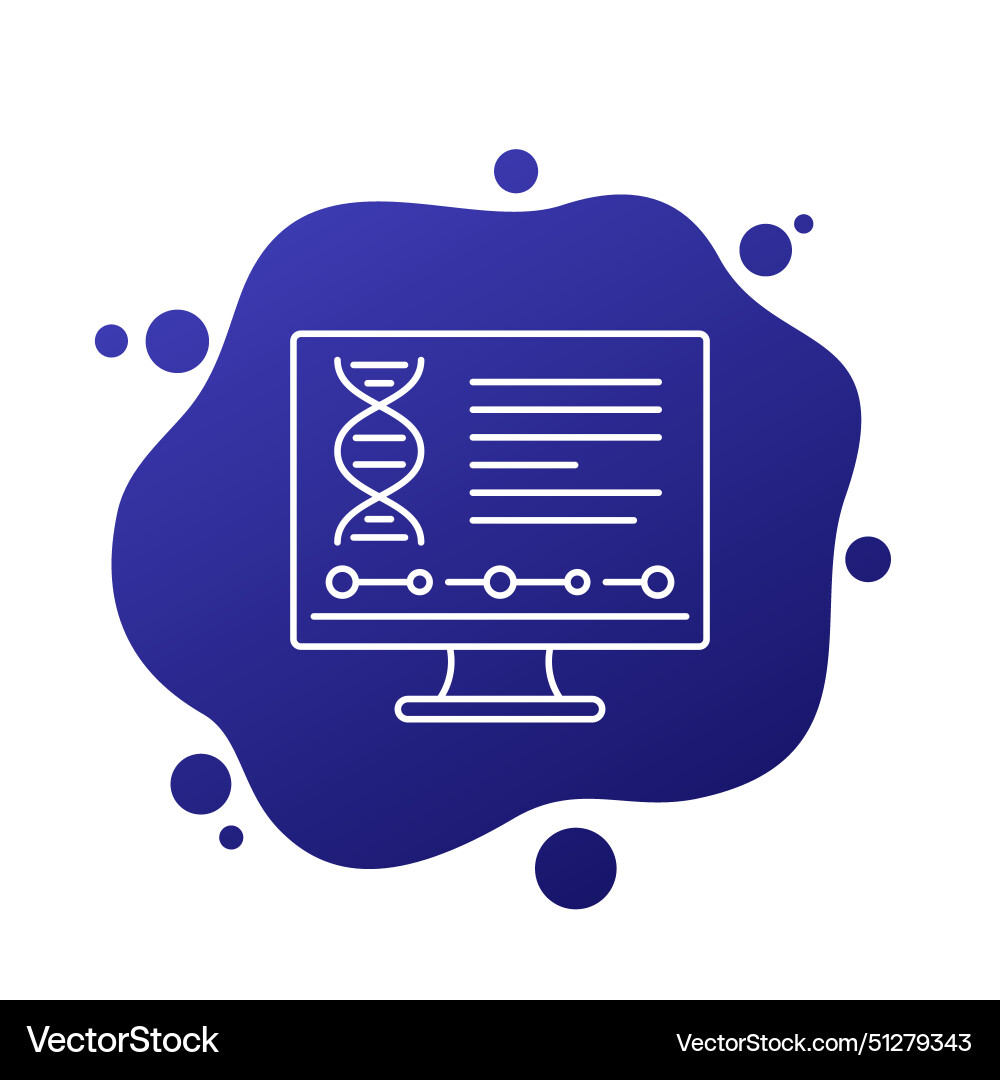 Bioinformatics line icon with a dna vector image