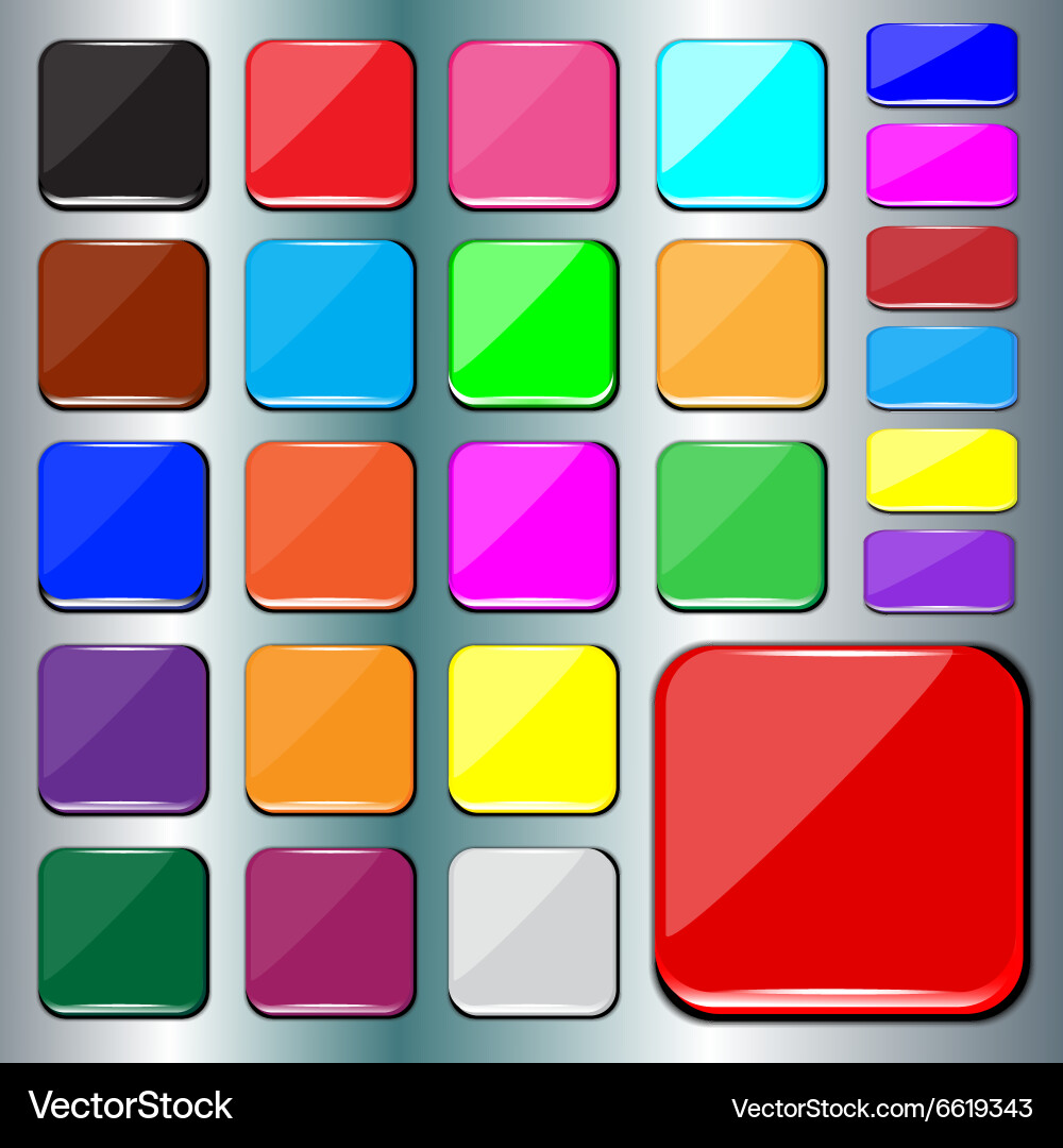 Bright Square Buttons Collection vector image