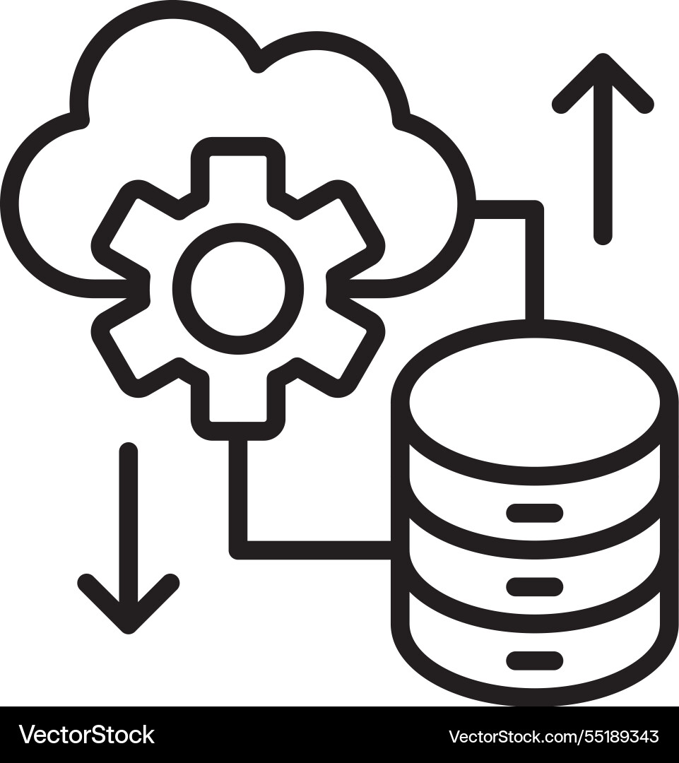 Cloud database line icon design vector image