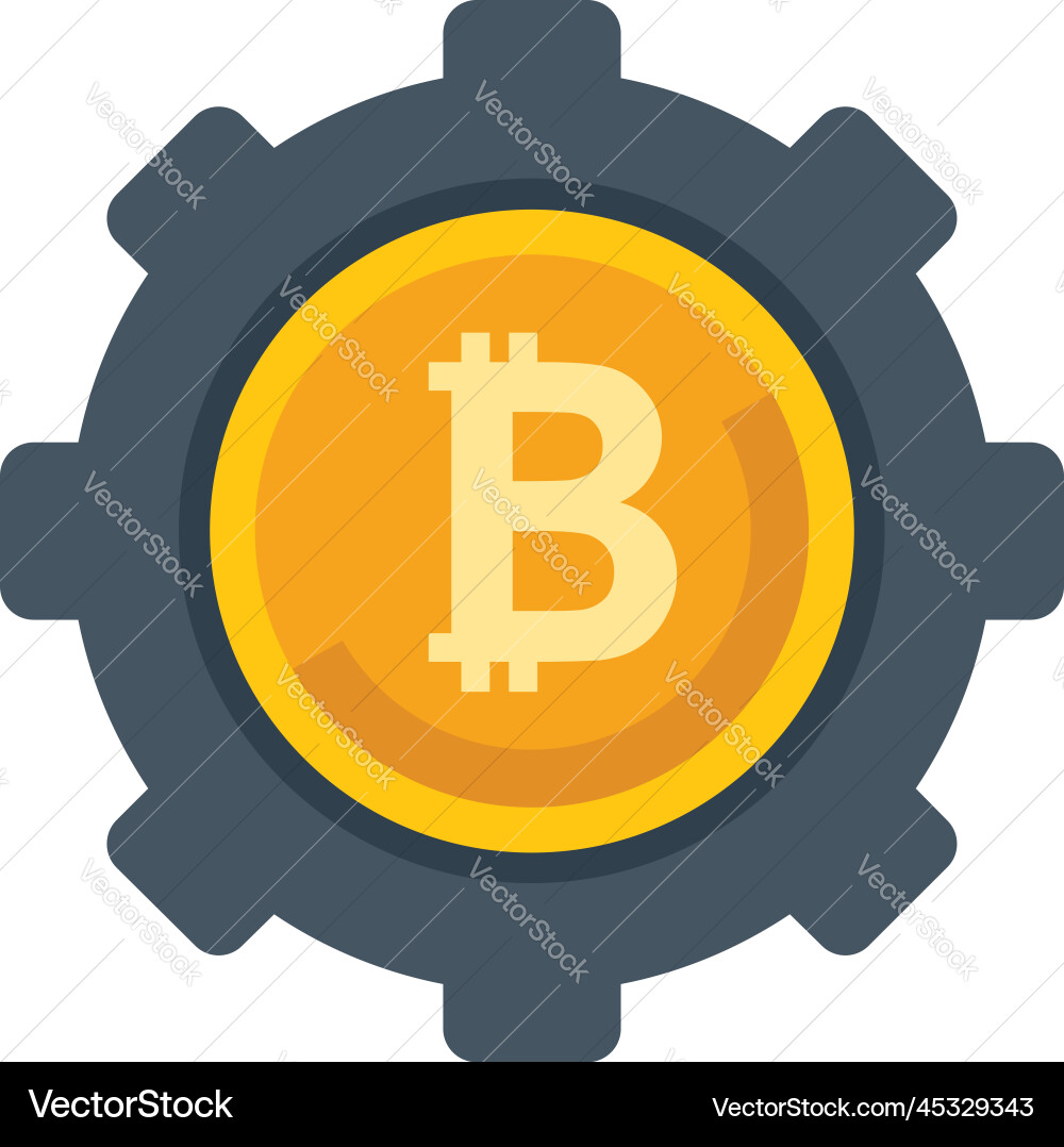 Cryptocurrency gear icon flat financial – Royalty-Free Vector | VectorStock