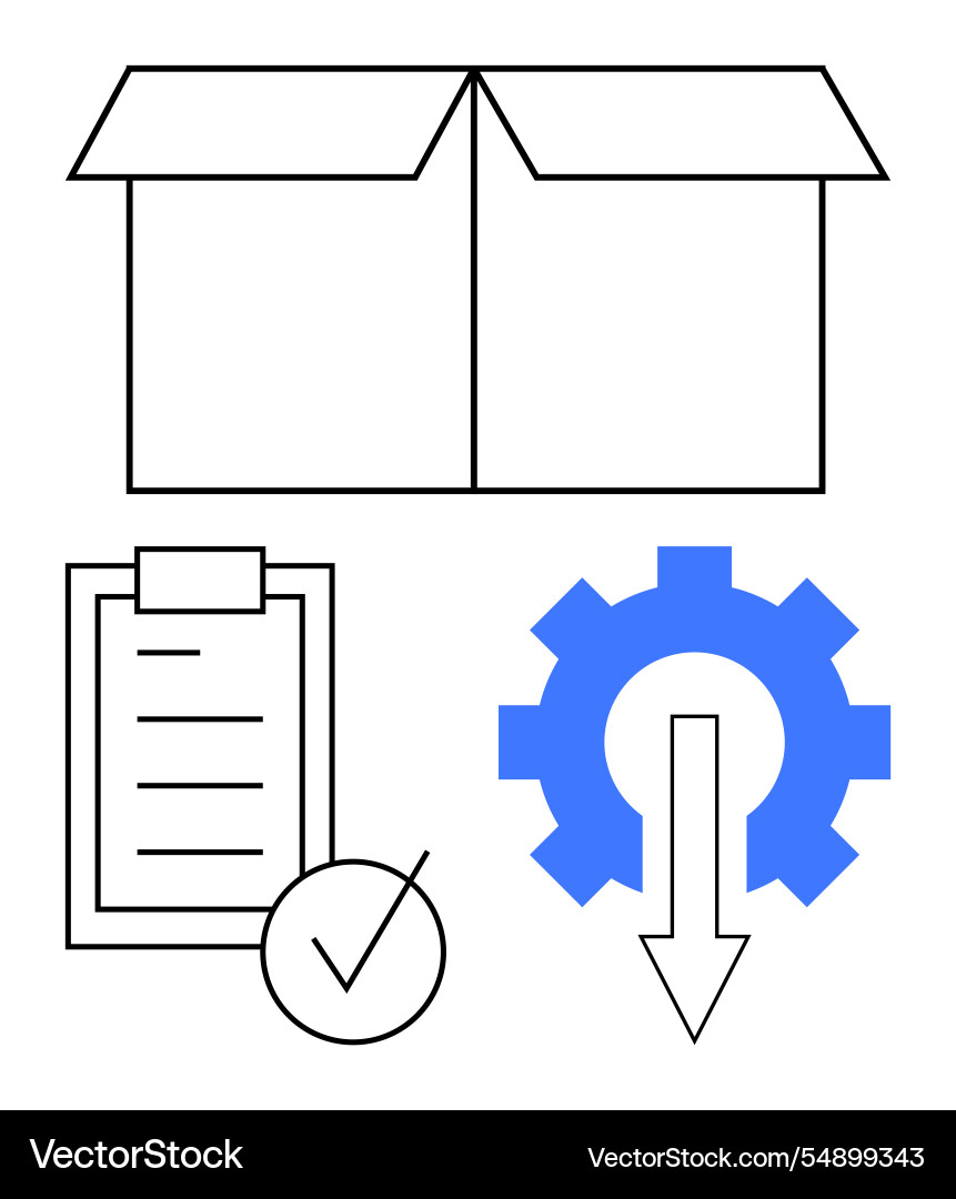 Efficient workflow with box checklist and gear Efficient workflow with box checklist and gear vector image