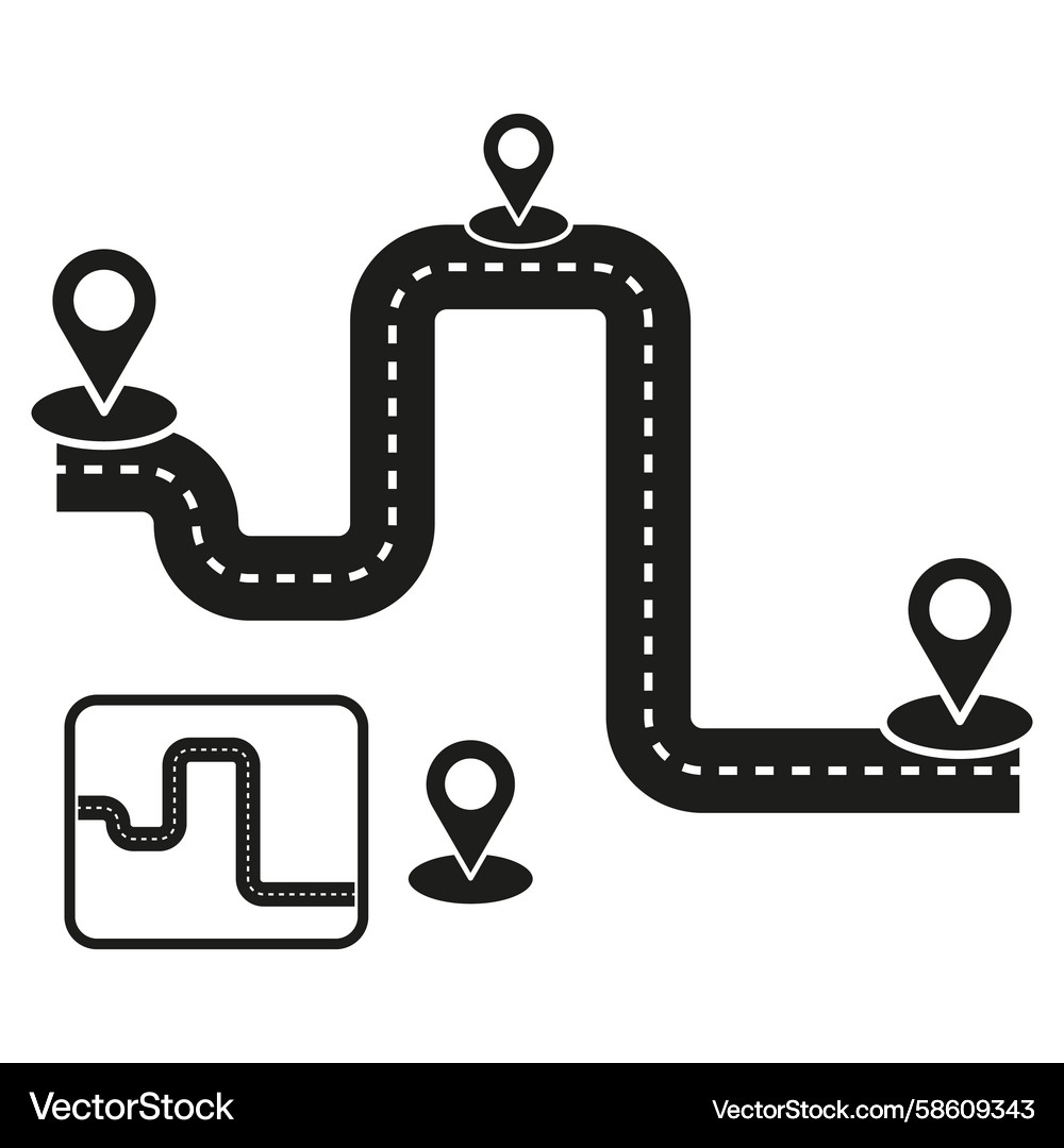 Gps navigation icon road map path location pin Gps navigation icon road map path location pin Vector Image