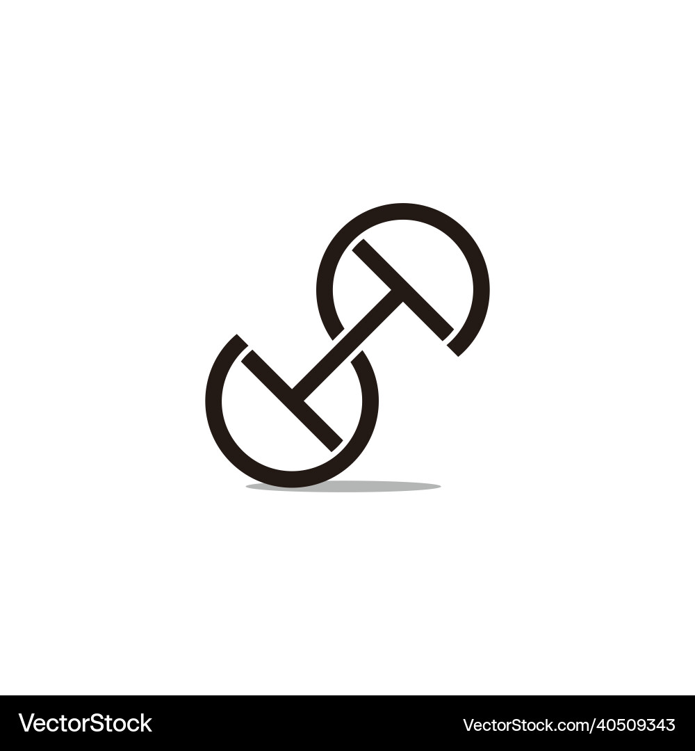 Letter sh simple linked geometric linear shadow Vector Image