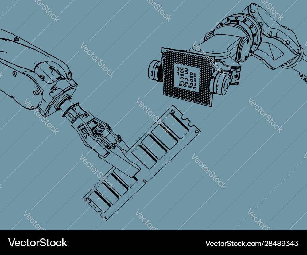 Manipulators and microelectronics Vector Image