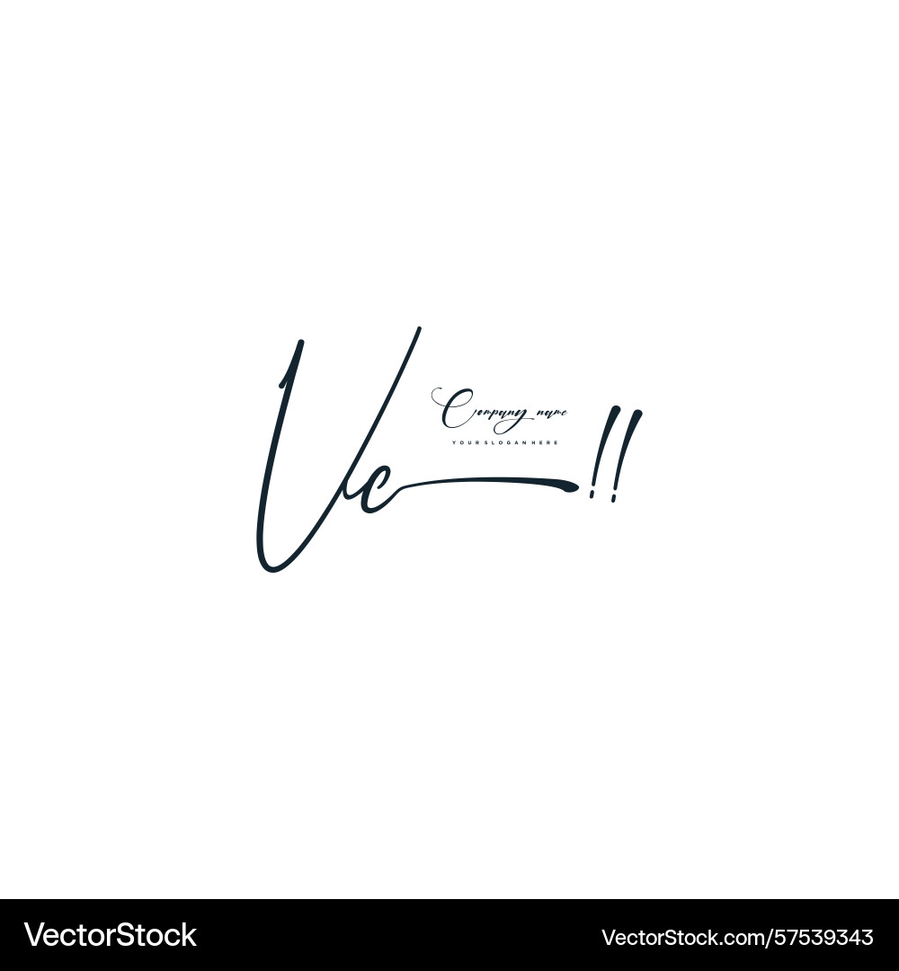 Minimal signature logo design with vc initials Vector Image