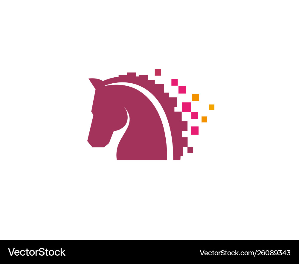 Pixel Horse Head Logo Vector Image