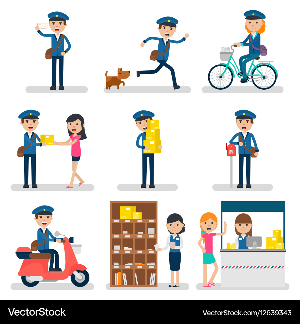 Postman Character Set Vector Image