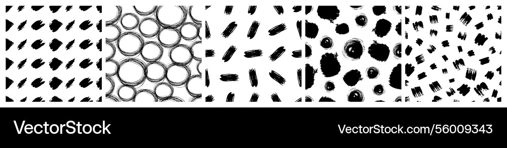 Set of seamless patterns with scribble smears Set of seamless patterns with scribble smears vector image