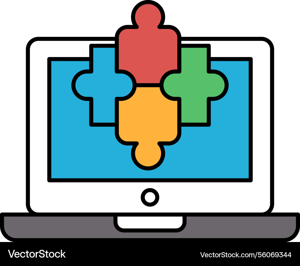 A computer monitor with puzzle piece design Vector Image