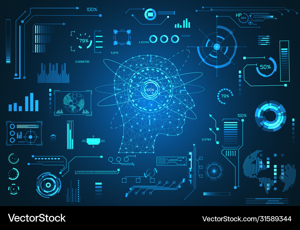 Abstract Technology Ui Futuristic Concept Head Vector Image