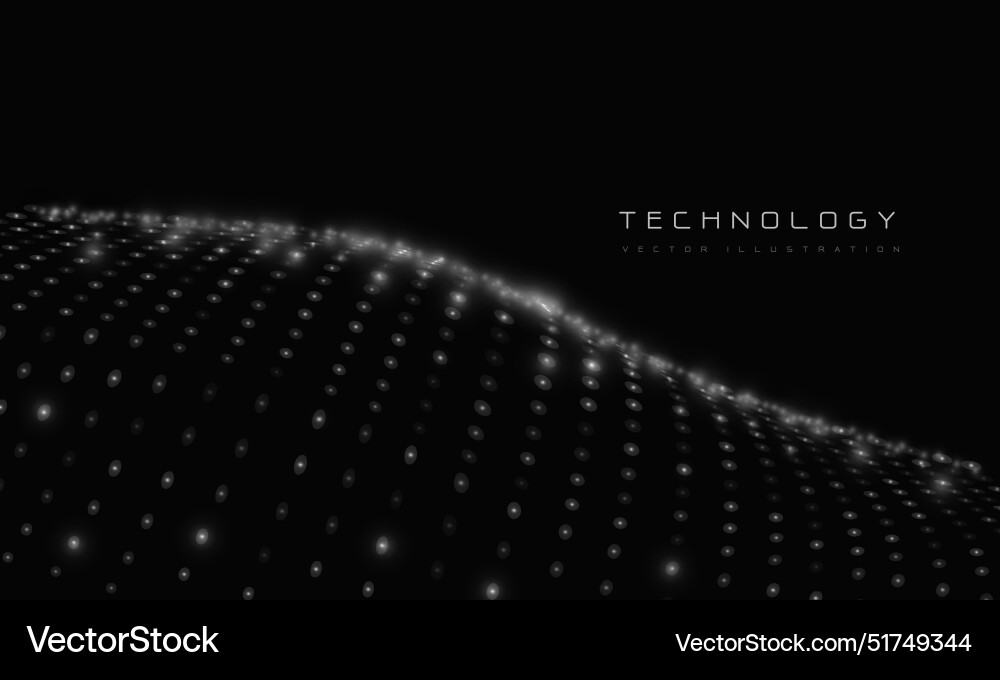 Abstract white particle mesh flow wave dot Abstract white particle mesh flow wave dot vector image