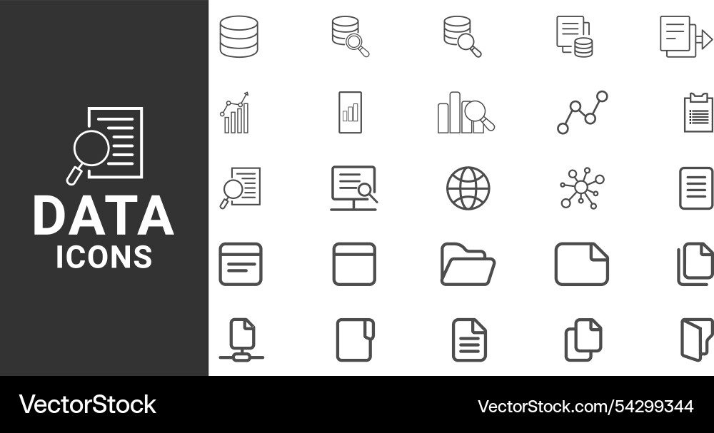 Data Analysis Line Icons - Editable Stroke Vector Image