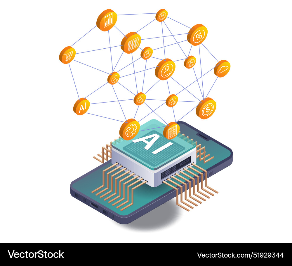 Developing business networks with ai smartphone Developing business networks with ai smartphone vector image