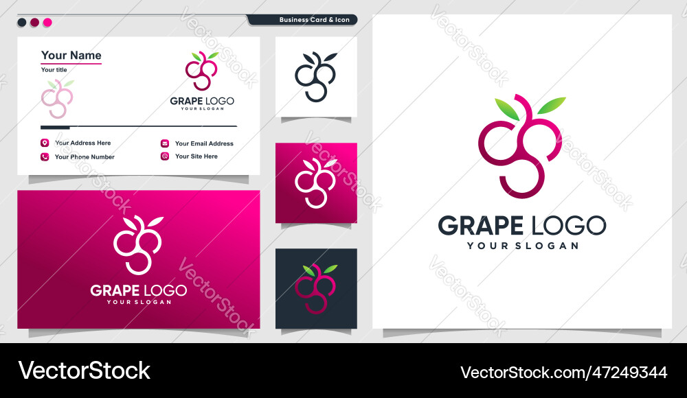 Modern Grape Logo with Gradient vector image