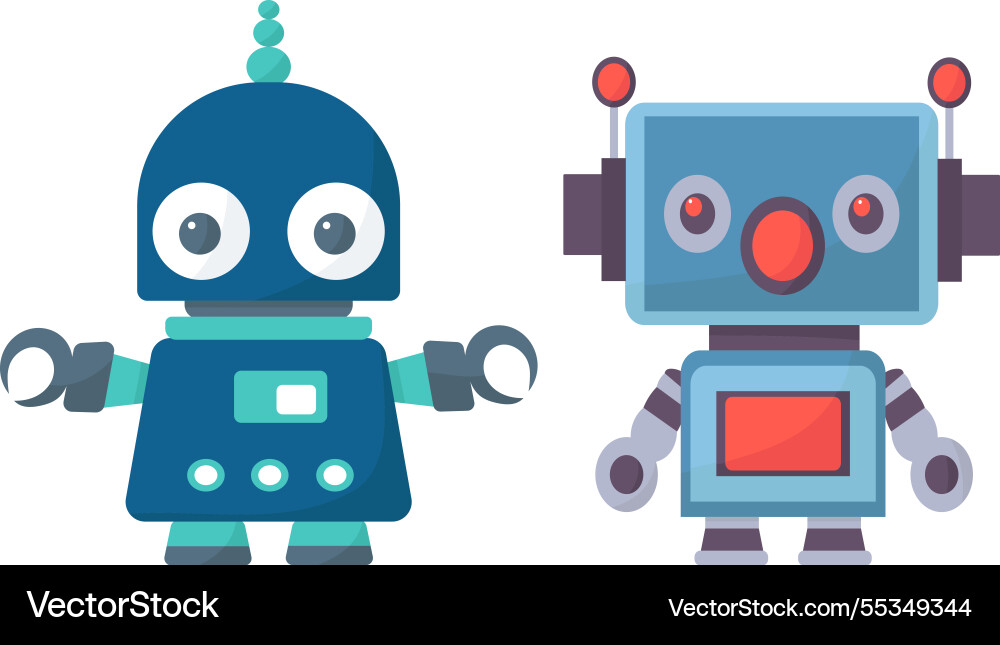Robot android character white background isolated vector image
