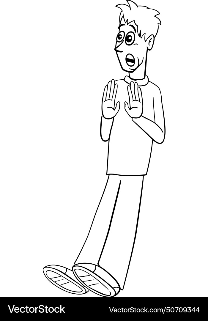 Surprised Or Scared Cartoon Young Man Character Vector Image