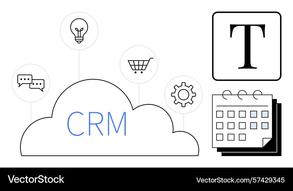 Cloud-based crm system with icon connections Cloud-based crm system with icon connections vector image