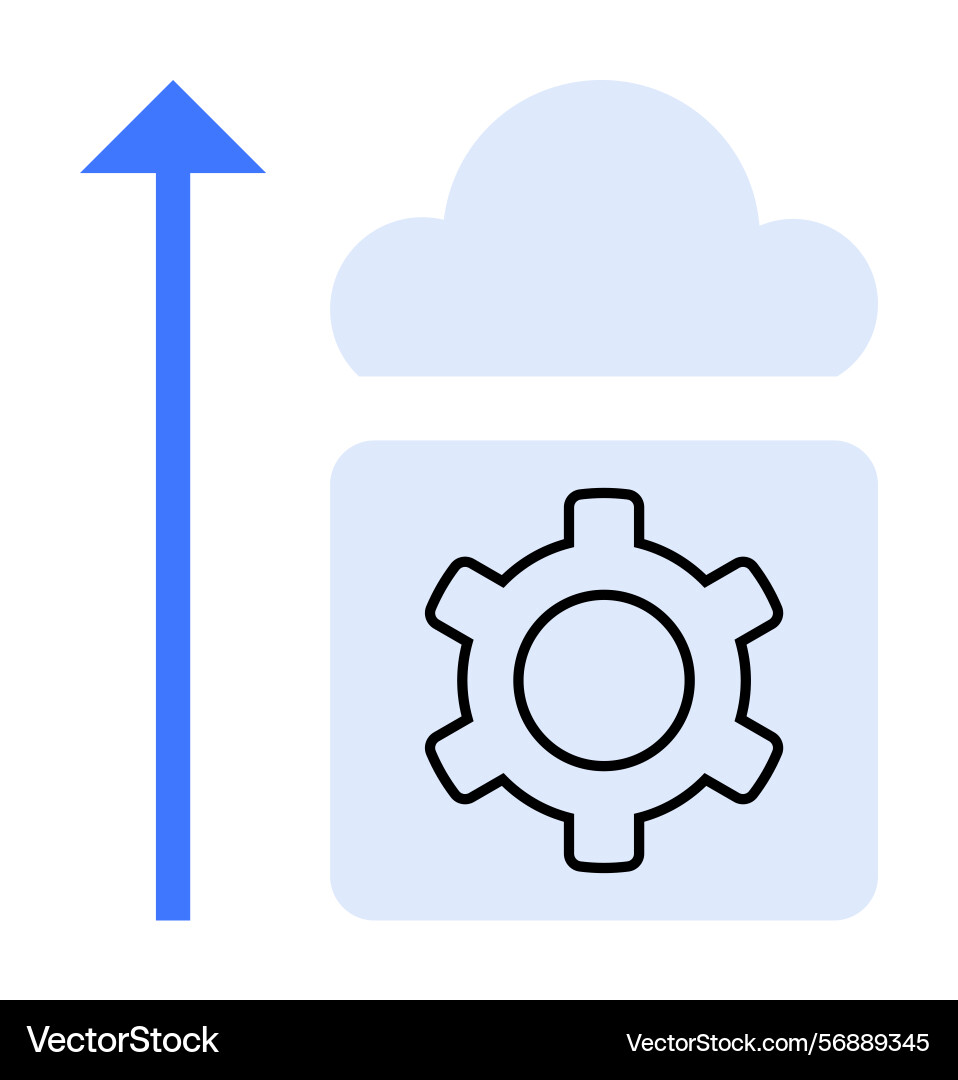 Cloud storage configuration with upload arrow Cloud storage configuration with upload arrow vector image