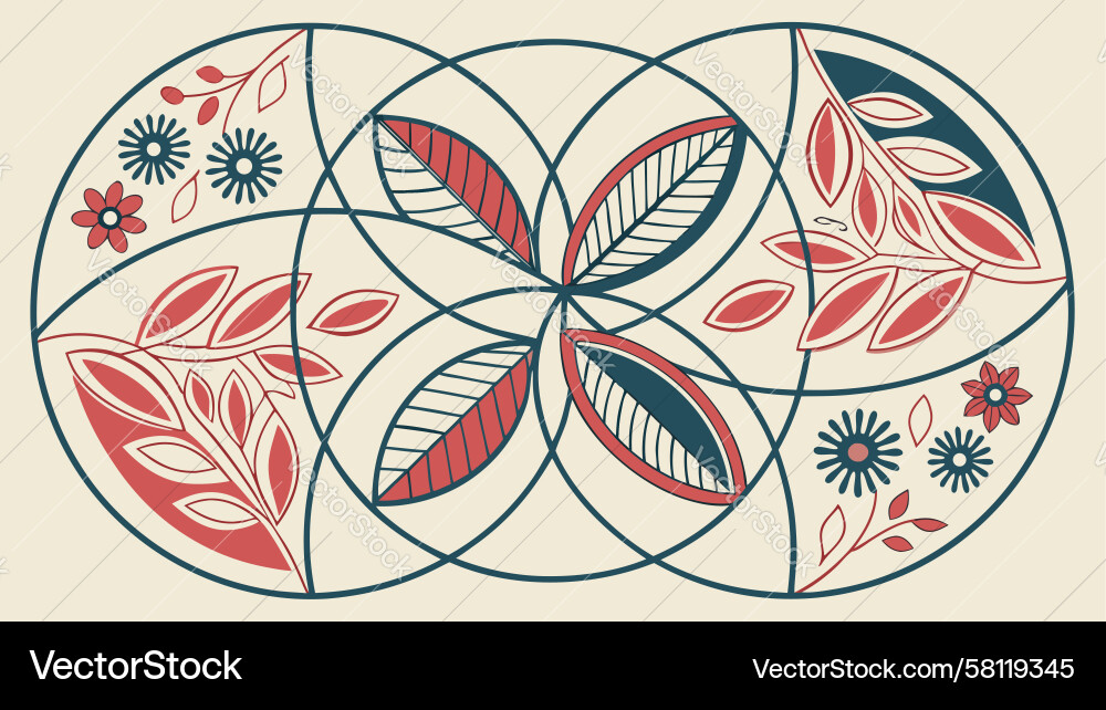 Floral Segmented Circular Pattern Vector Image