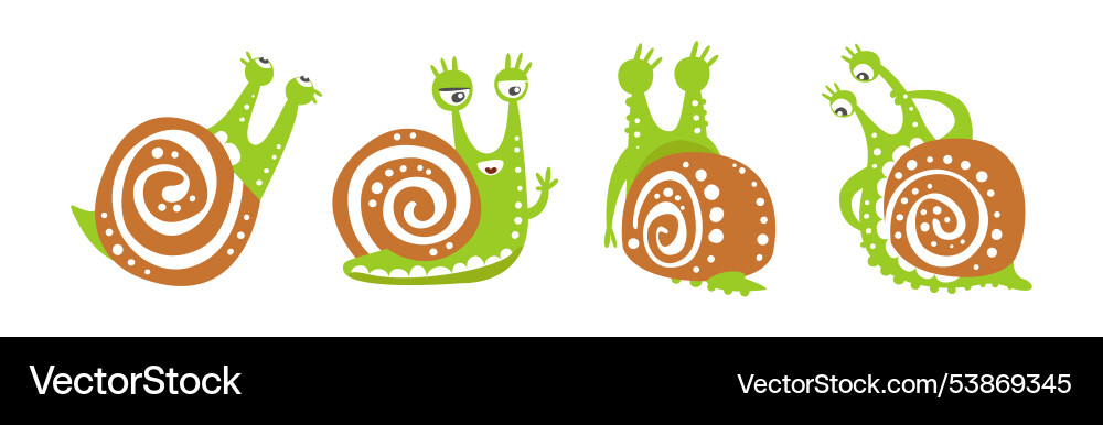 Funny snail with spiral shell show different Funny snail with spiral shell show different vector image