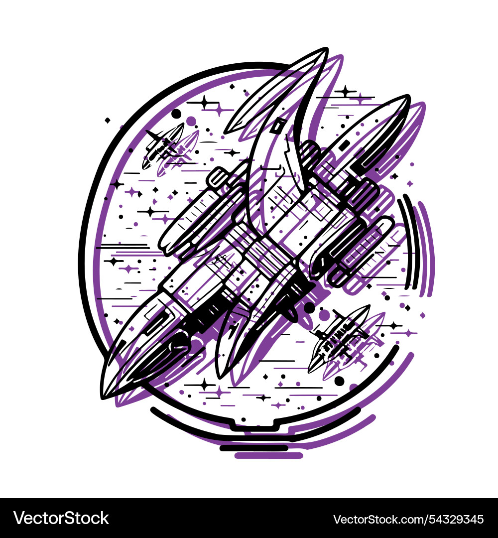 Futuristic Spaceship in Space vector image