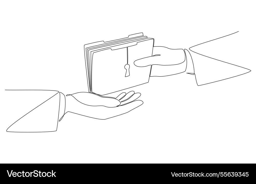 Hand giving document file folder with keyhole Vector Image