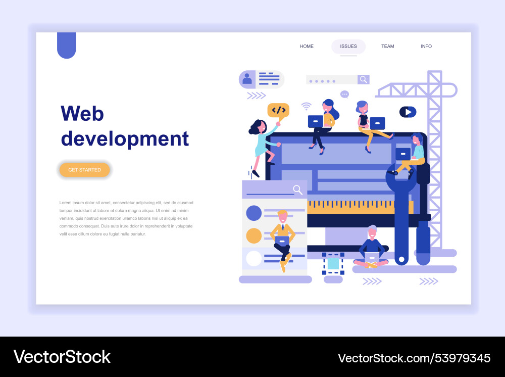 Landing page template of web development modern Landing page template of web development modern vector image