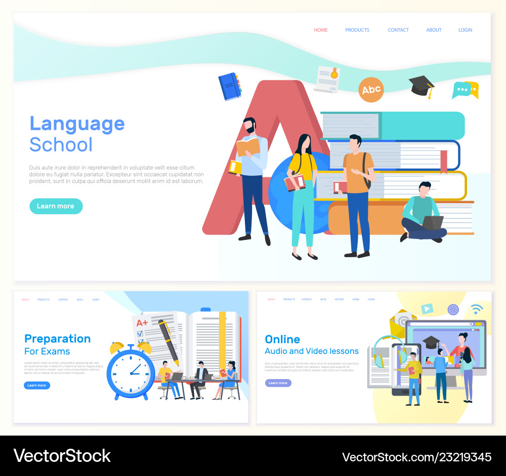 Language school preparation for exams students Language school preparation for exams students vector image