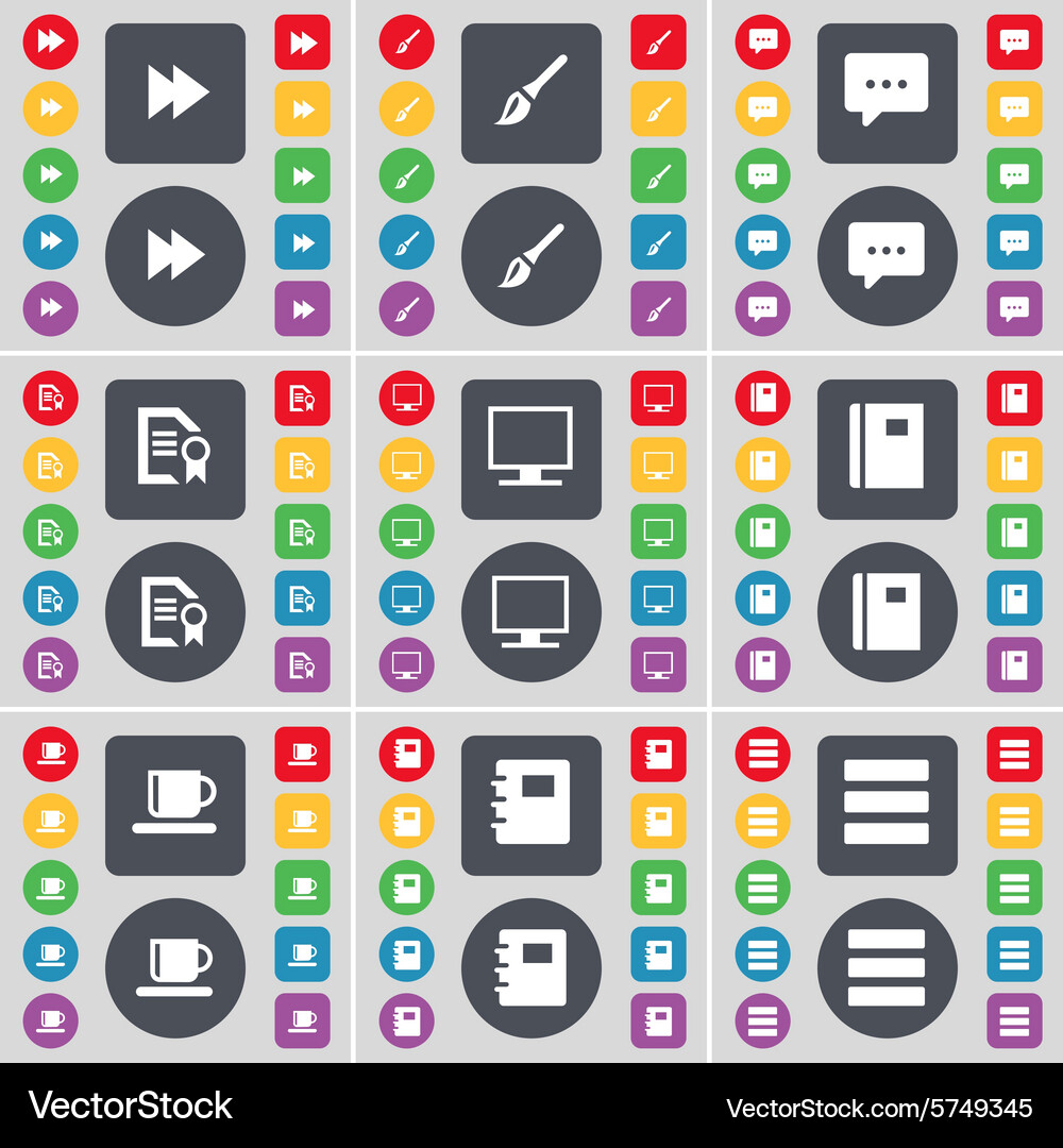 Rewind brush chat bubble text file monitor Vector Image