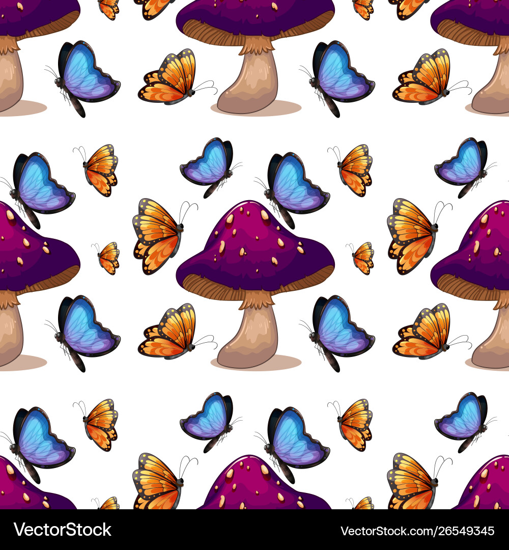 Seamless pattern tile cartoon with butterflies Vector Image