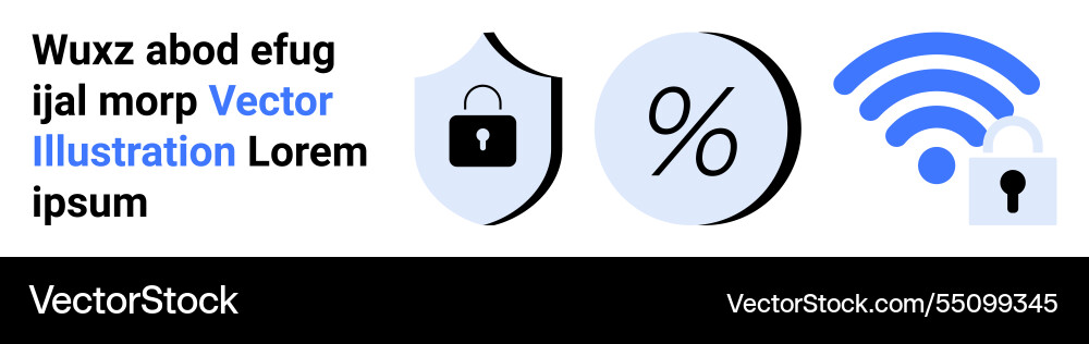 Secure shield lock percentage and wireless Secure shield lock percentage and wireless vector image