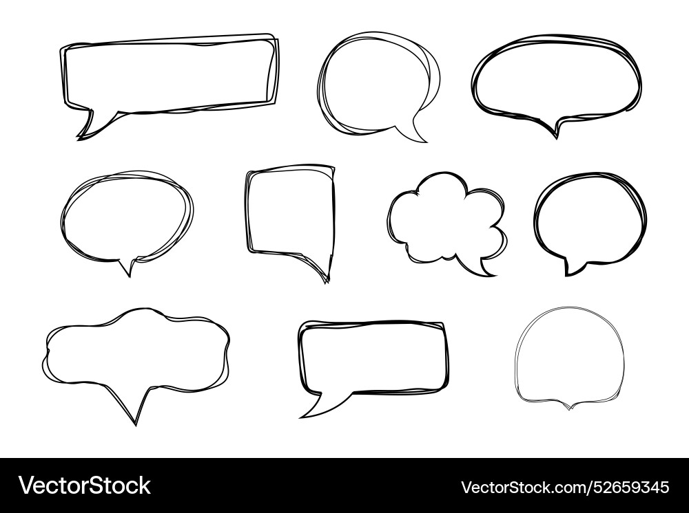 Speech Blasenrahmen Scribble schnelle Handzeichnung Speech Blasenrahmen Scribble schnelle Handzeichnung vektorbild