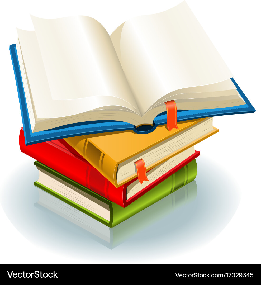 Stack of Books with Open Page vector image