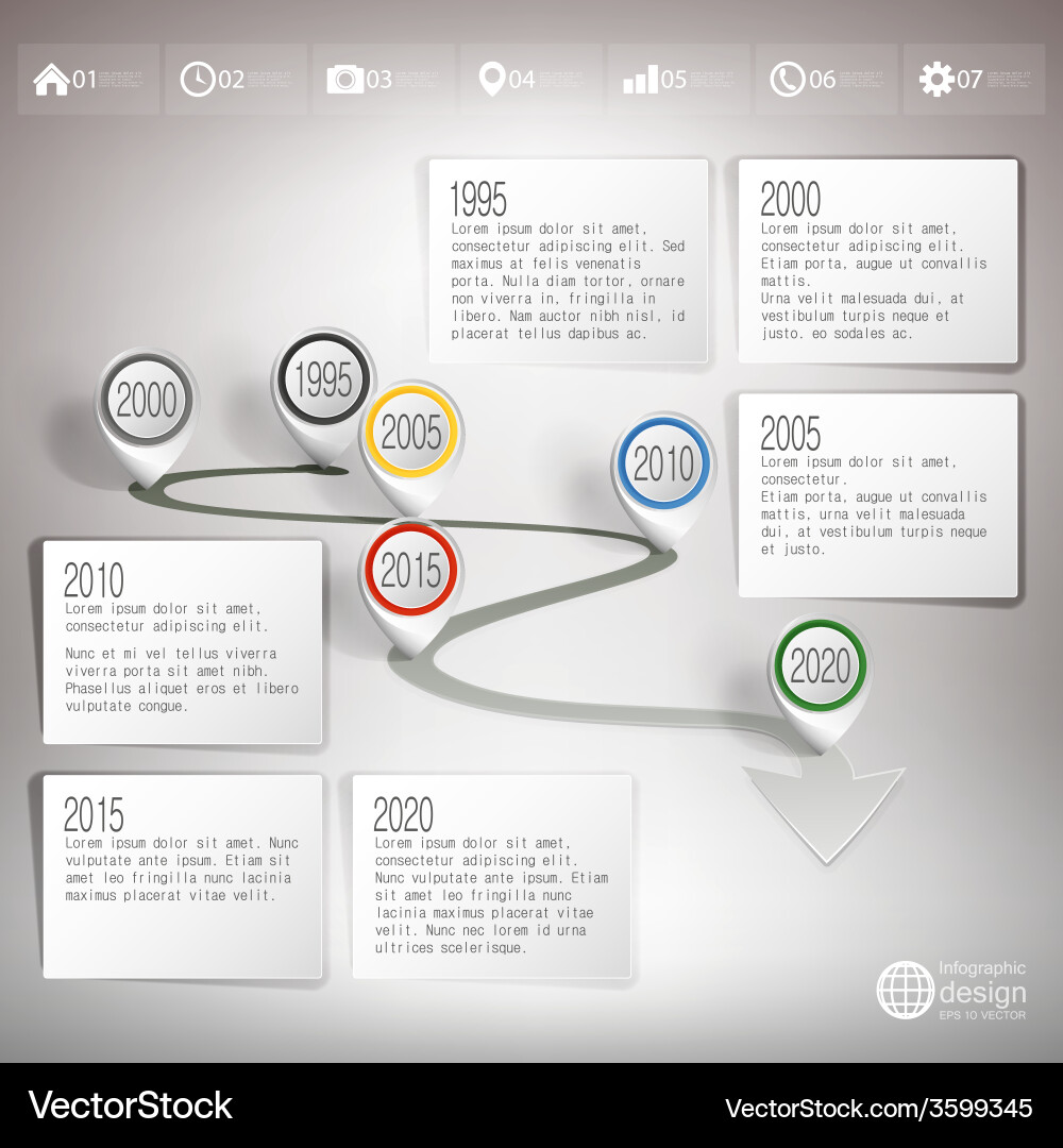 Timeline with pointer marks infographic vector image