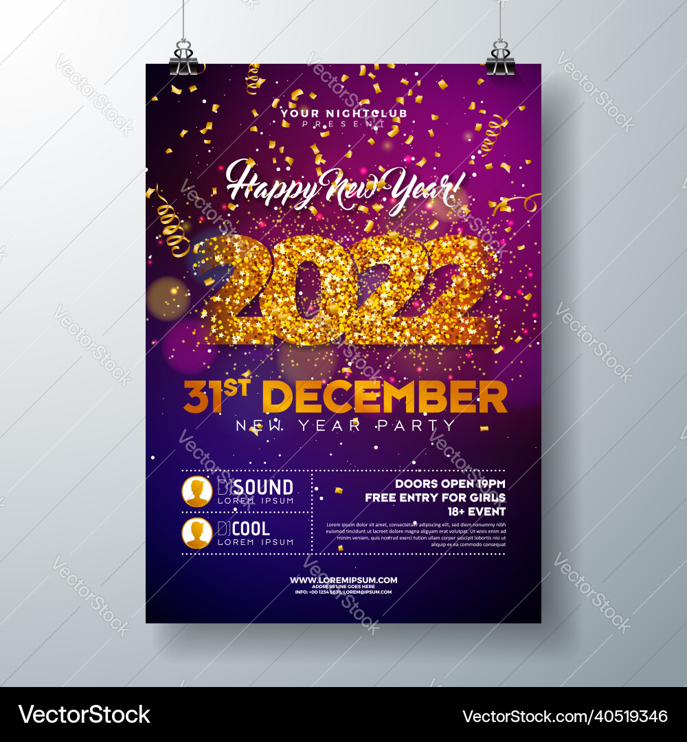 2022 new year party celebration poster template 2022 new year party celebration poster template vector image