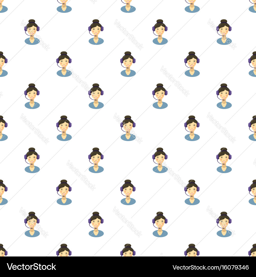 Call center smiling operator with headset pattern Vector Image