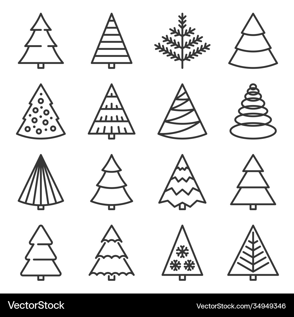 Christmas Tree Icon Set - Festive Collection Vector Image