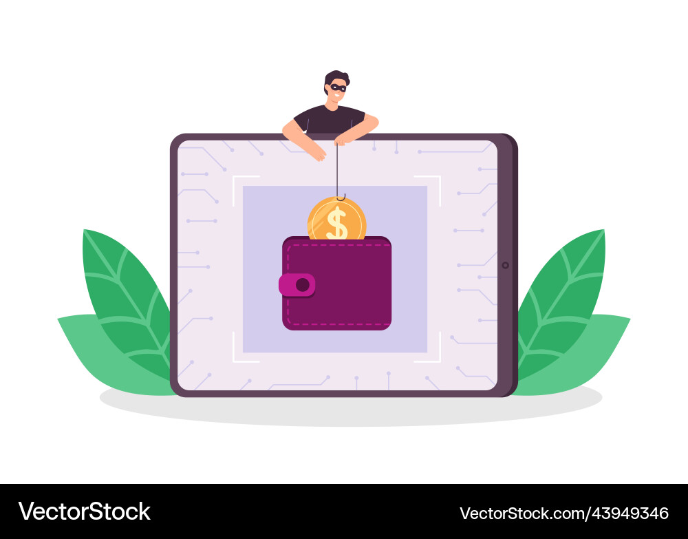 Criminal and thief hacking computer stealing Criminal and thief hacking computer stealing vector image