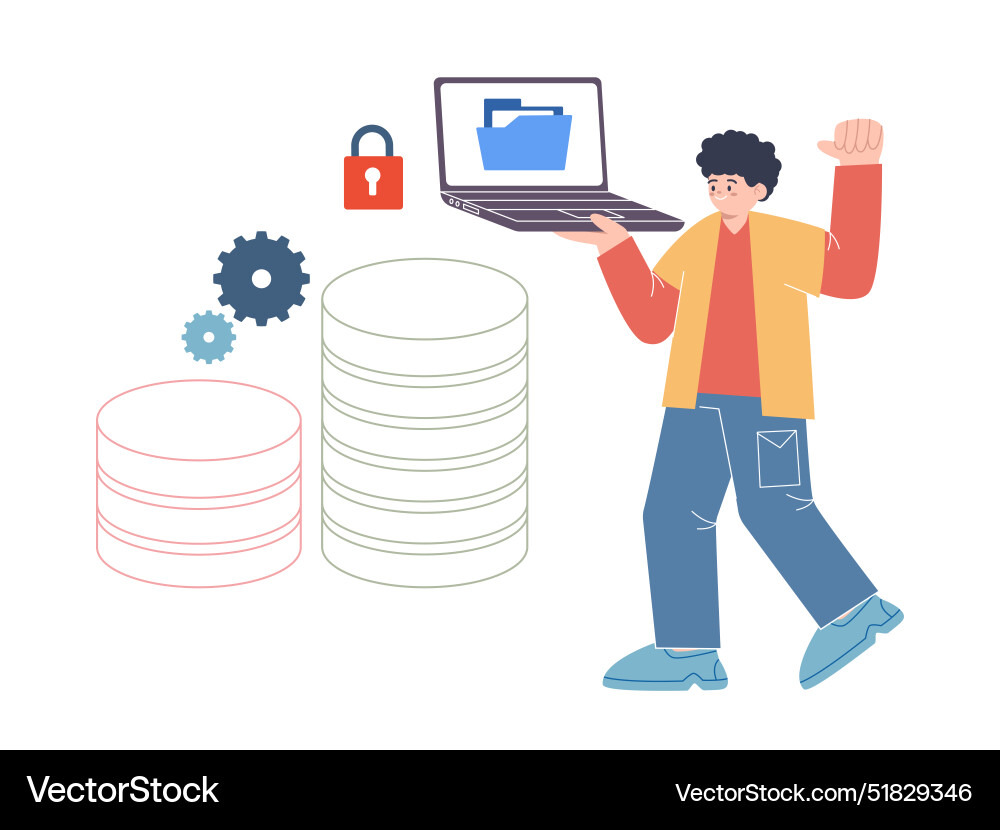Database sharing file transfer folder document Database sharing file transfer folder document vector image